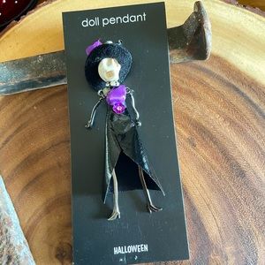 NEW Doll pendant 4D purple black flower rhinestone metal fun skull Halloween (1)